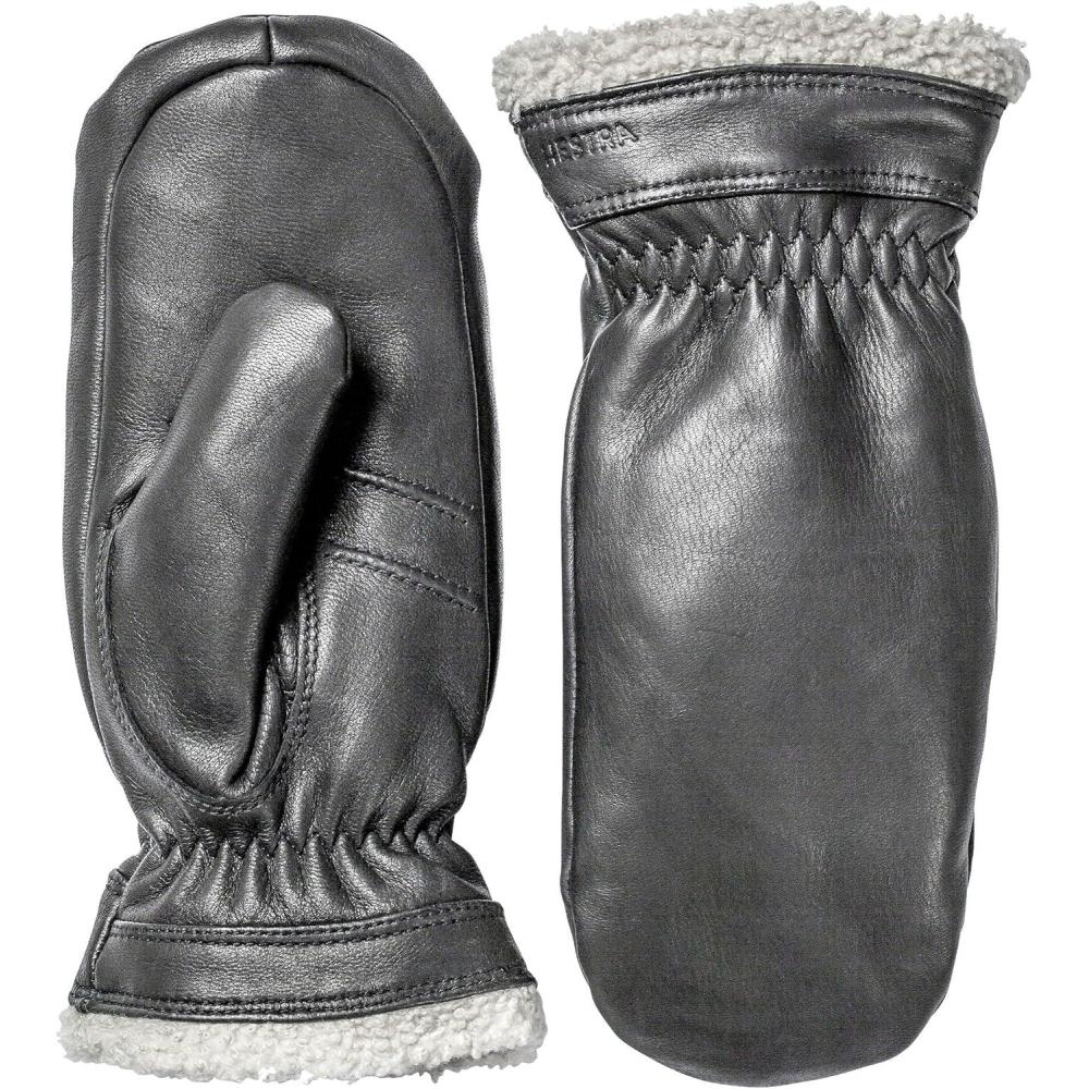 imageHestra Womens Gloves Sundborn Slim Fit Winter Leather Mitten with FurBlack