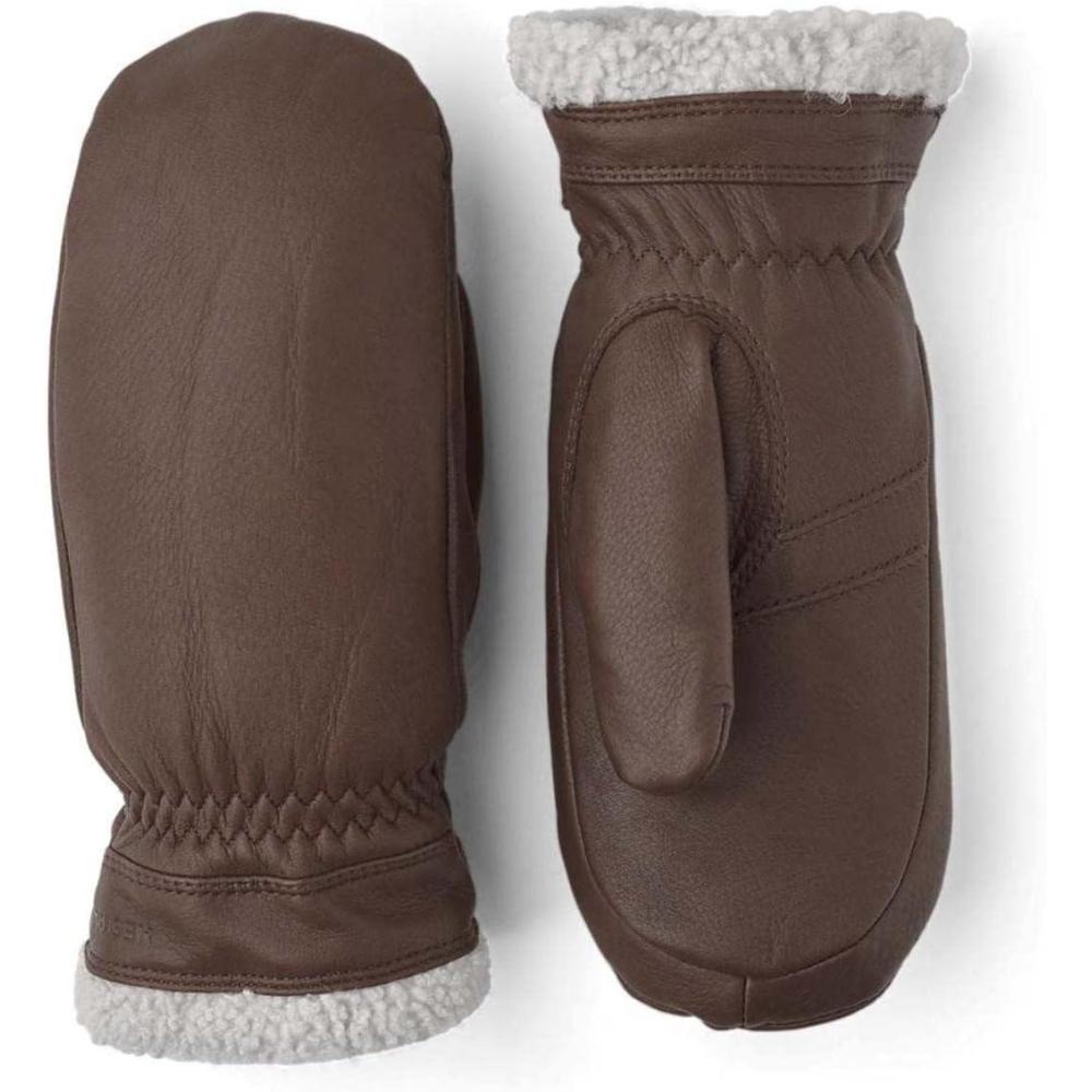 imageHestra Womens Gloves Sundborn Slim Fit Winter Leather Mitten with FurDark Brown