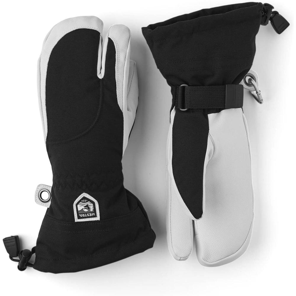 imageHestra Womens Heli Ski Female Glove 3Finger Leather Snow Glove for Skiing Snowboarding and MountaineeringBlackOffwhite