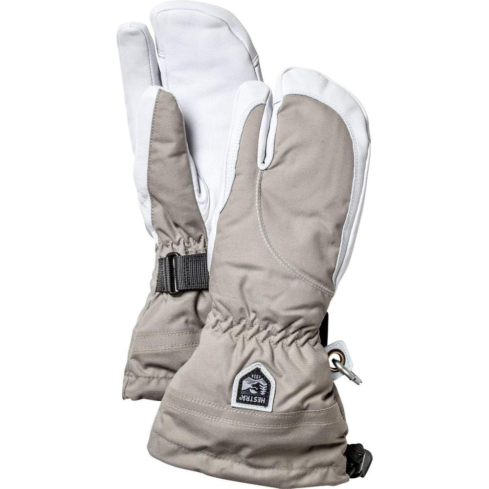 imageHestra Womens Heli Ski Female Glove 3Finger Leather Snow Glove for Skiing Snowboarding and MountaineeringKhakiOff White