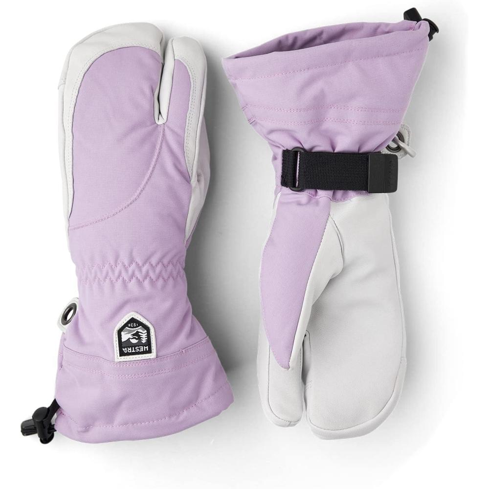 imageHestra Womens Heli Ski Female Glove 3Finger Leather Snow Glove for Skiing Snowboarding and MountaineeringSyringaOffwhite