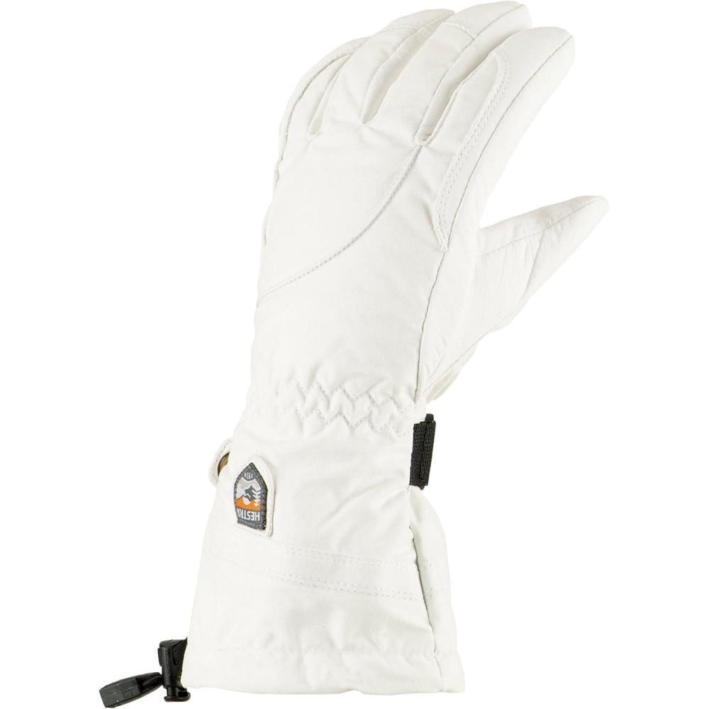 imageHestra Womens Heli Ski Female Glove 5Finger Leather Snow Glove for Skiing Snowboarding and MountaineeringIvoryOff White