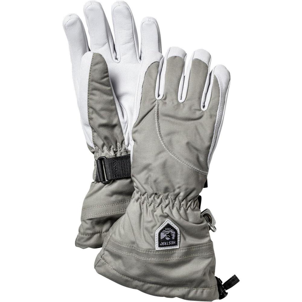 imageHestra Womens Heli Ski Female Glove 5Finger Leather Snow Glove for Skiing Snowboarding and MountaineeringKhakiOff White