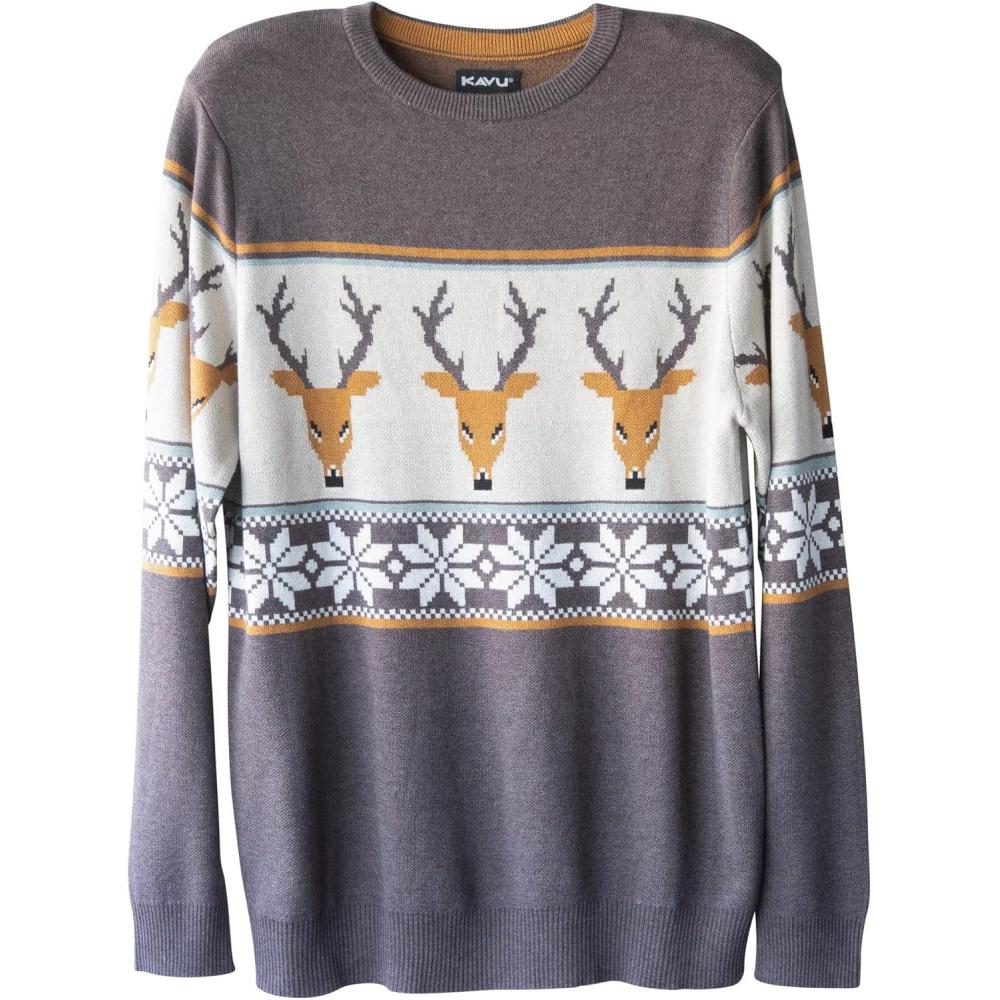 imageKAVU Highline Mens Sweater Big Foot Sasquatch Long Sleeve Pullover Crew Neck SweaterOh Deer