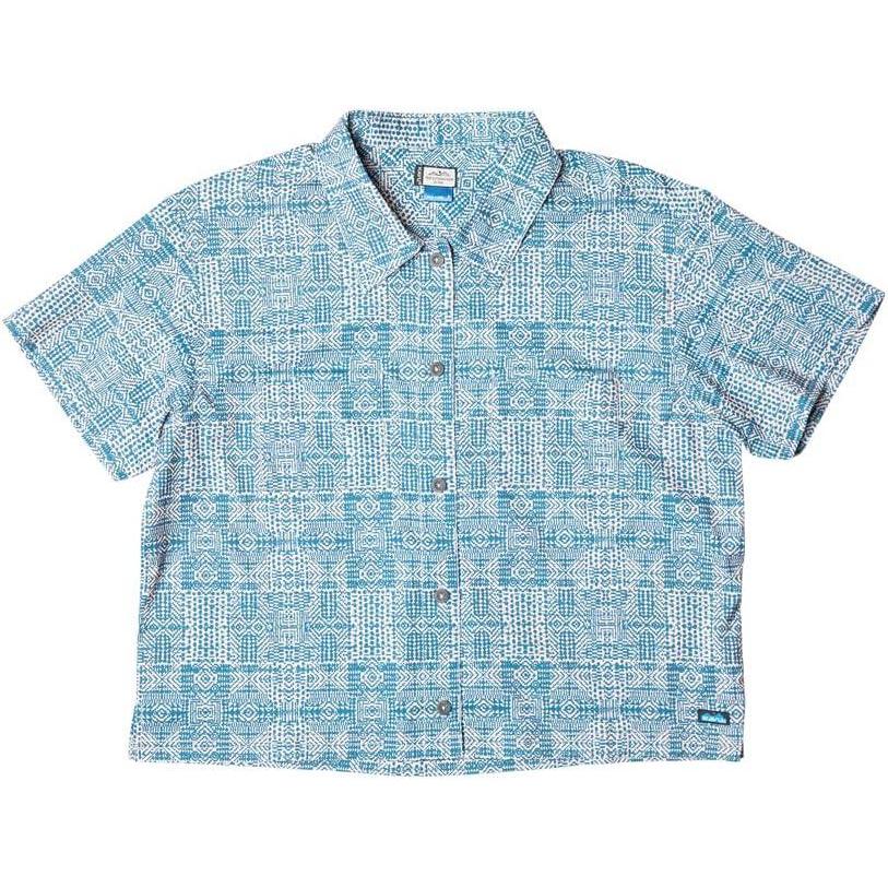 imageKAVU Womens Sea La Vie Short Sleeve Button Up ShirtBeach Motif