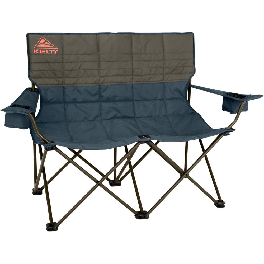 imageKelty Loveseat Oversized 2Person Heavy Duty Folding Camp Chair Double Seat for Soccer Games Tailgating Beach Days Regular HeightBungeeDark Shadow  Midnight Navy