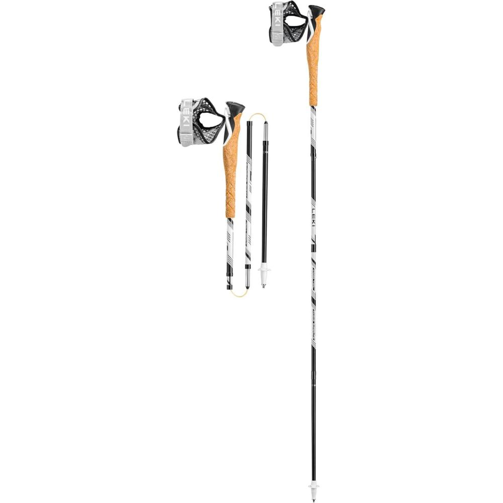 imageLEKI Cross Trail FXOne Superlite Carbon Collapsible Lightweight Trekking Poles for Hiking ampamp Trail RunningWhiteBlack