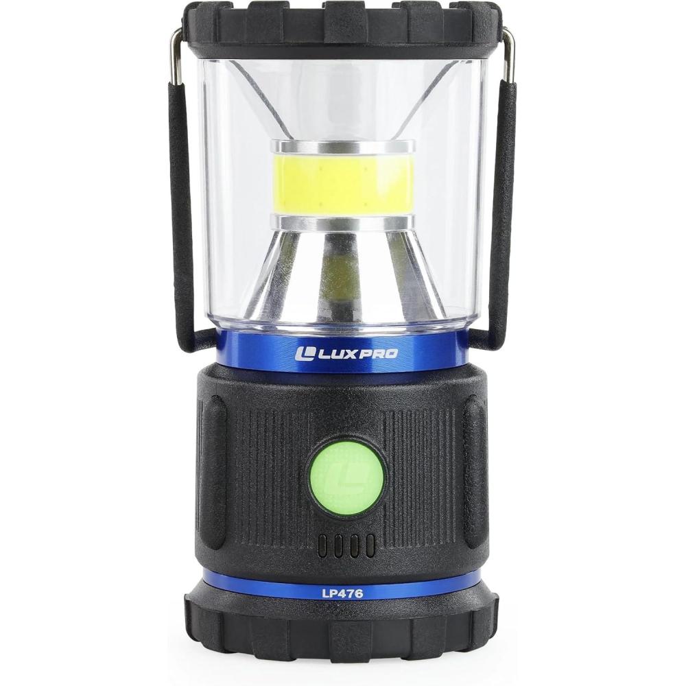 imageLUXPRO LP476 Large Broadbeam Lantern with Red Light 1000 Lumens Max Output BatteryPowered Camping Lantern with GlowinTheDark Button Premium Electric Lantern