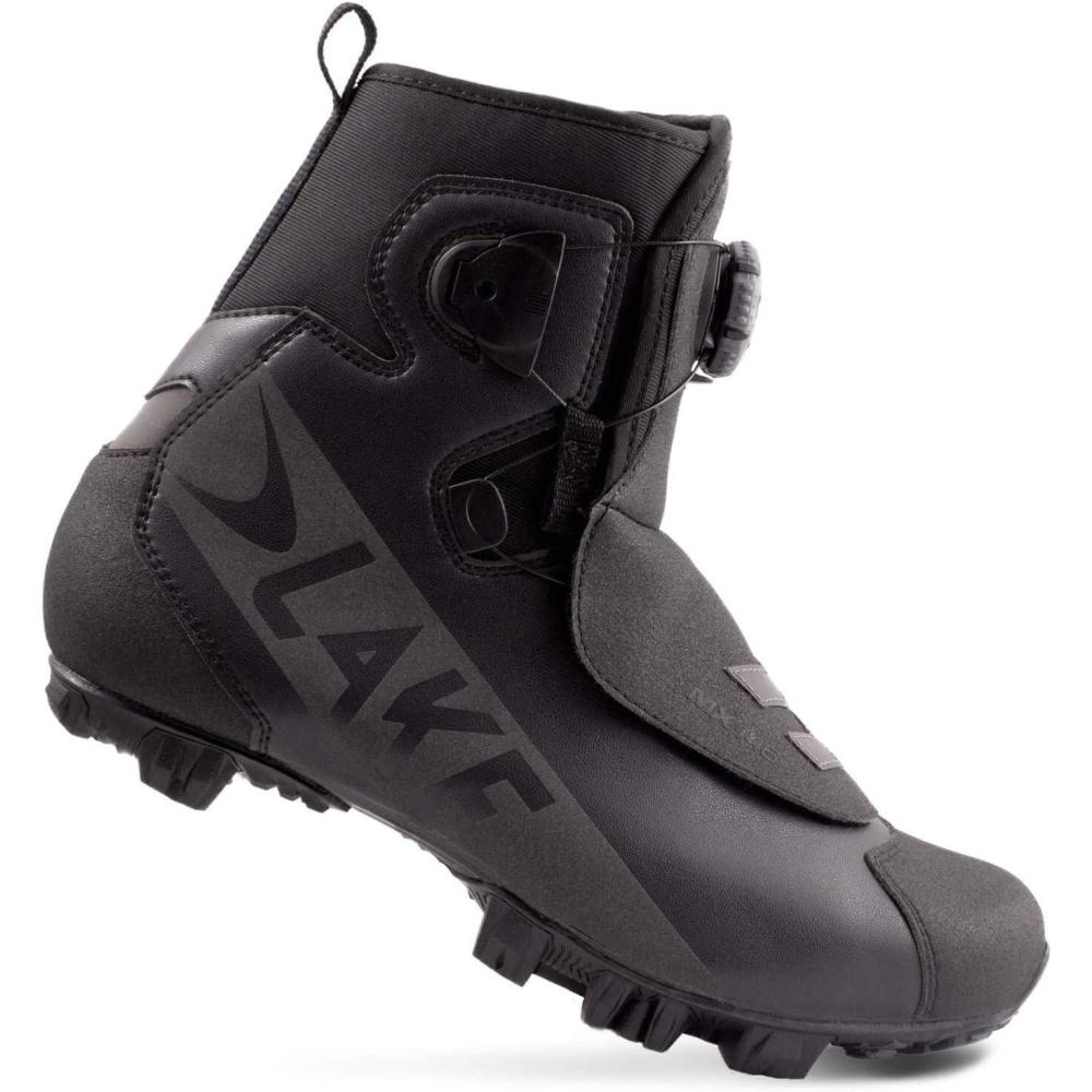 imageLake MX146 Winter Cycling Shoe  WaterResistant Softshell  Waterproof Membrane  Black  Regular ampamp WideBlack