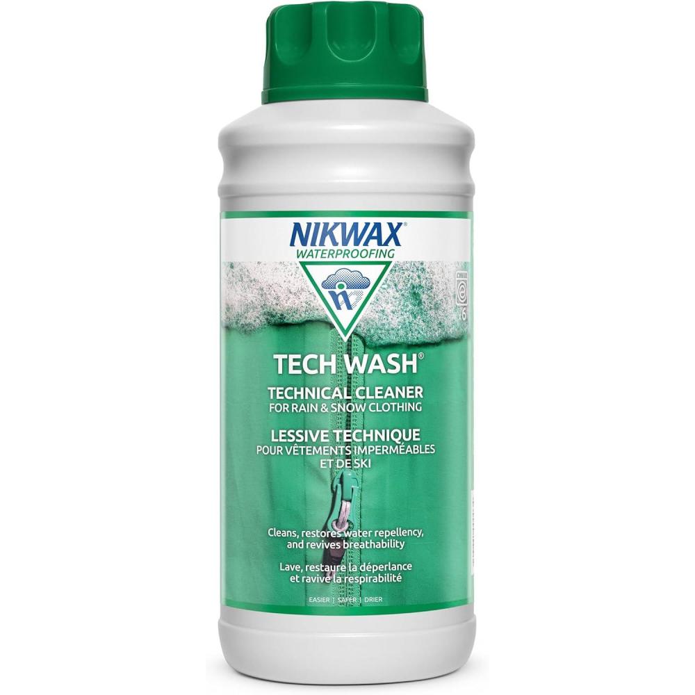 imageNikwax Tech Wash 34 fl oz Tech Wash Technical Cleaner for Jackets and Outerwear Restores Waterproofing in Rain Ski and Snow Gear Safe for GoreTex and DWR1000ml