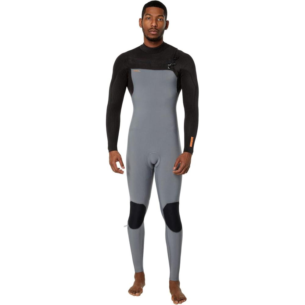 imageONEILL Mens Neoprene Surfing Wetsuit BlackGreyRed LS 32MM Chest Zip FullSMOK RAVEN