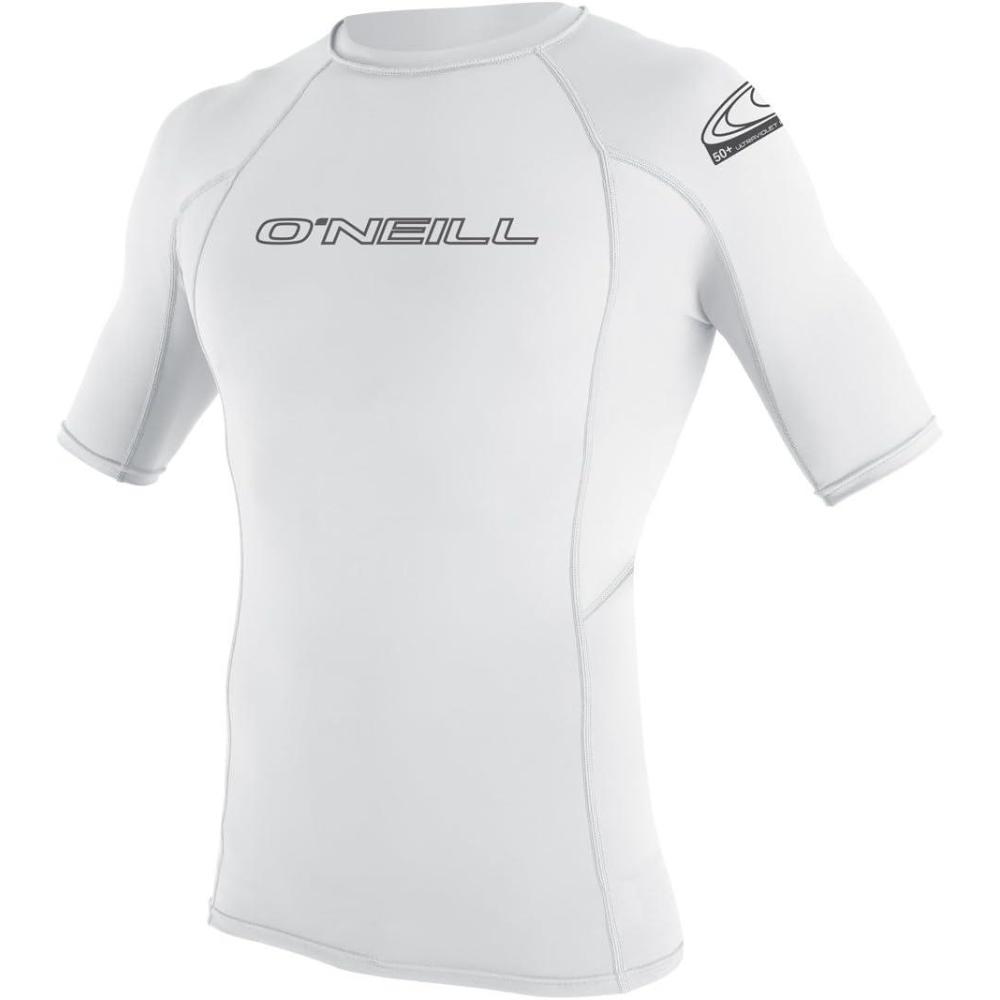 imageONeill Mens Basic Skins UPF 50 Short Sleeve Rash GuardWhite
