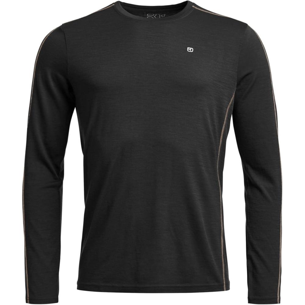 imageOrtovox Mens 185 RocknWool Long Sleeve Base Layer Soft Breathable Merino Wool Base Shirt for Winter Touring ampamp SkiingBlack Raven