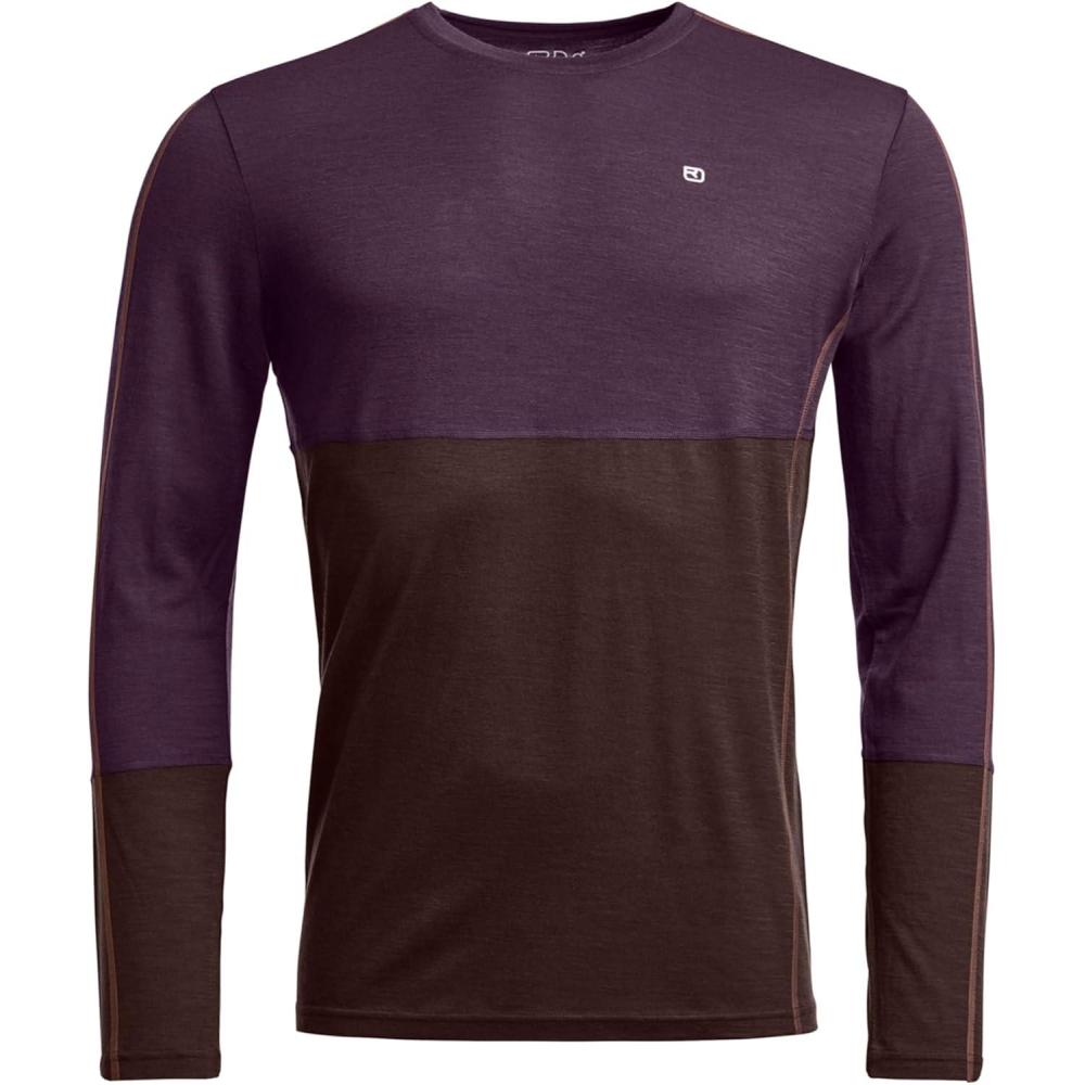 imageOrtovox Mens 185 RocknWool Long Sleeve Base Layer Soft Breathable Merino Wool Base Shirt for Winter Touring ampamp SkiingDark Wild Berry