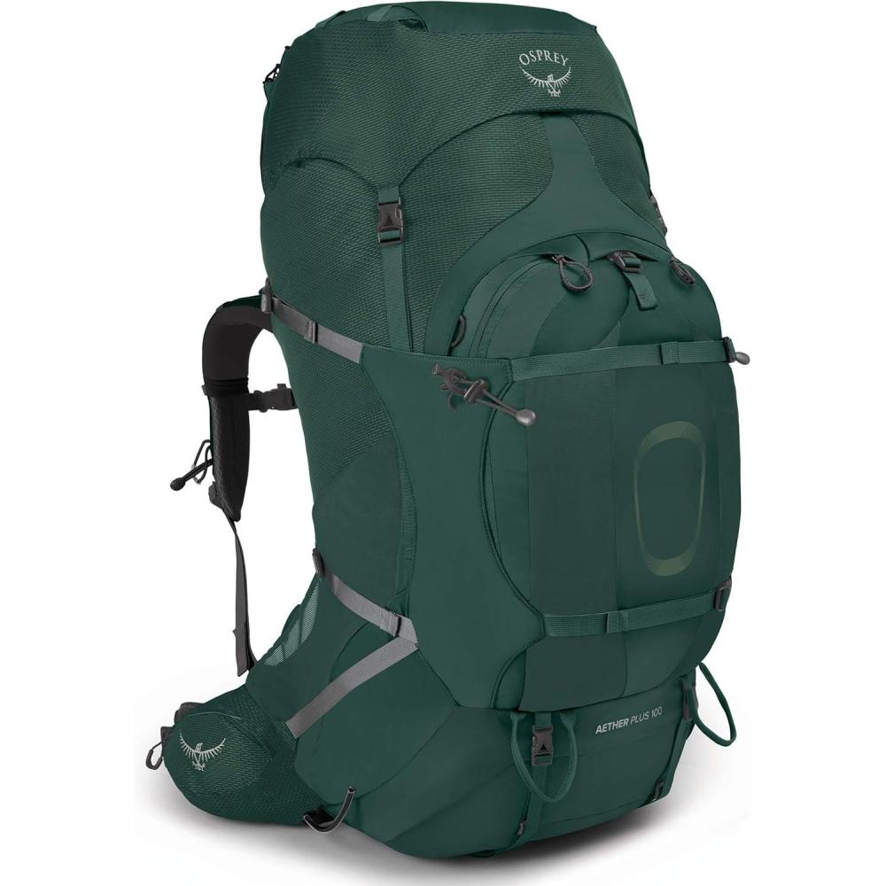 imageOsprey Aether Plus 100L Mens Backpacking Backpack Black LXLAxo Green
