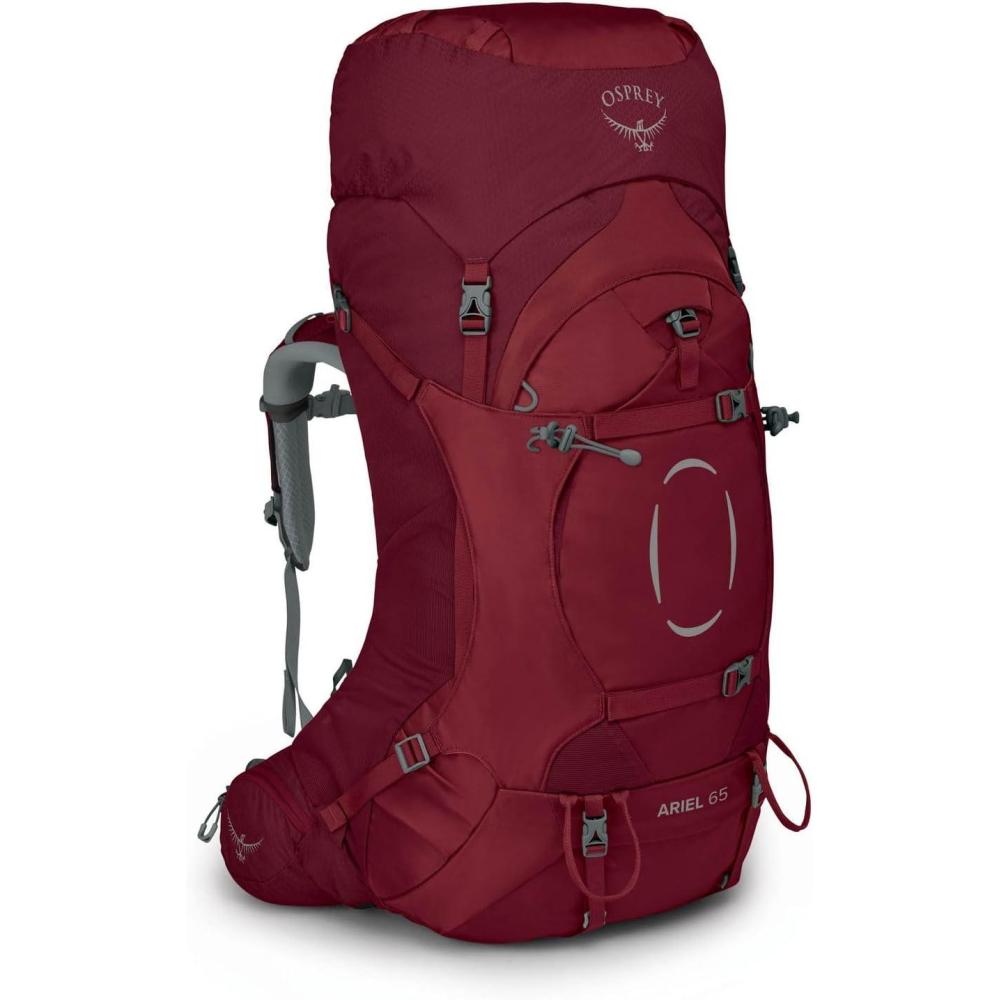 imageOsprey Ariel 65L Womens Backpacking Backpack Black WML Extended FitClaret Red