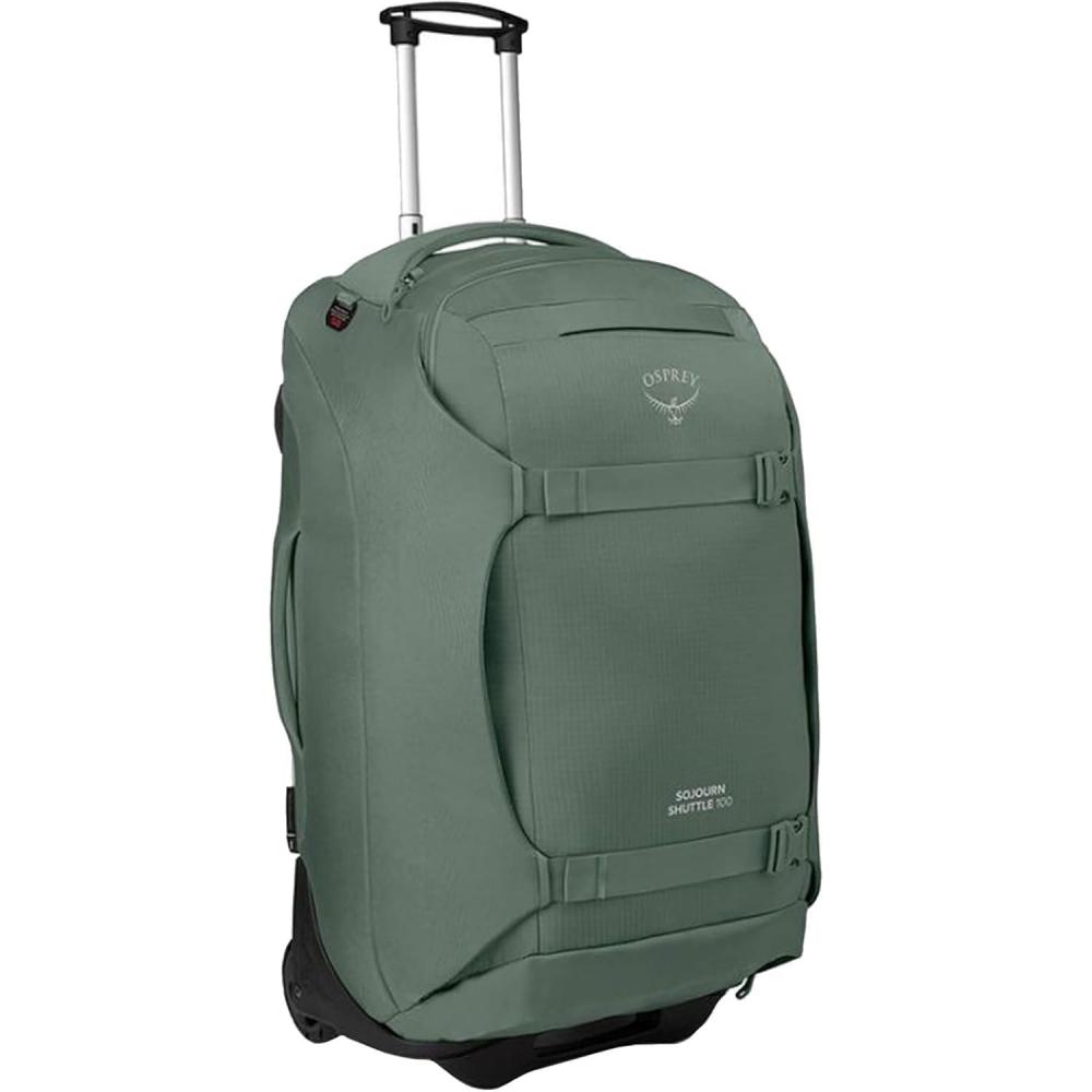 imageOsprey Sojourn Shuttle 30quot100L Wheeled Duffel Luggage Rugged HighCapacity Travel Bag with Oversized Wheels and Reinforced Frame Built for LongHaul Travel and Gear Protection BlackKoseret Green