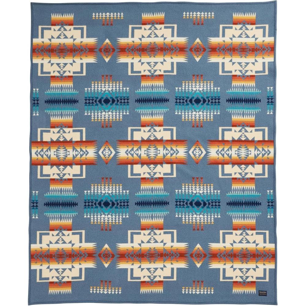 imagePendleton Chief Joseph Jacquard Wool Blanket 64quot x 80quot Reversible Throw Blanket Wool Felt Binding Breathable Napped for Softness Great for Home and TravelSlate