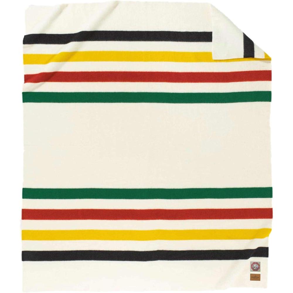 imagePendleton National Park Blanket Full 80quot x 90quot  100 Wool Soft and Durable Throw for Home ampamp Outdoor Adventures Iconic Park Stripes Collectible Keepsake  GlacierGlacier