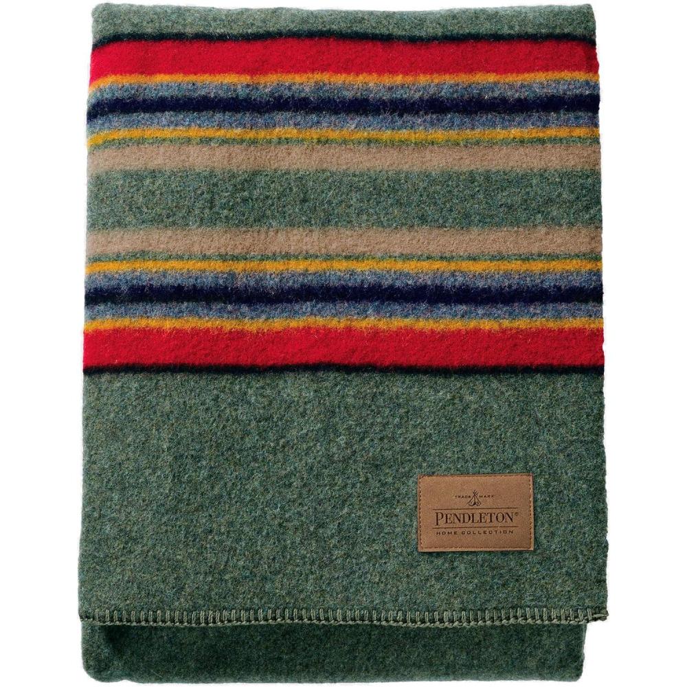 imagePendleton Yakima Camp Blanket Full Queen 90quot x 90quot Wool Cotton Large Dry Clean Soft and Durable Throw for Home and Travel Mineral UmberGreen Heather