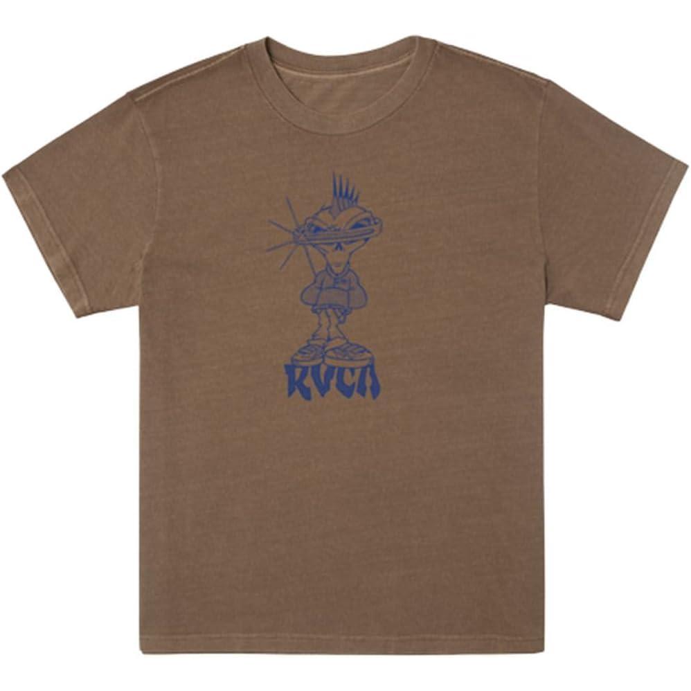 imageRVCA Mens Red Stitch Graphic Crew TShirtBelieve Rawhide