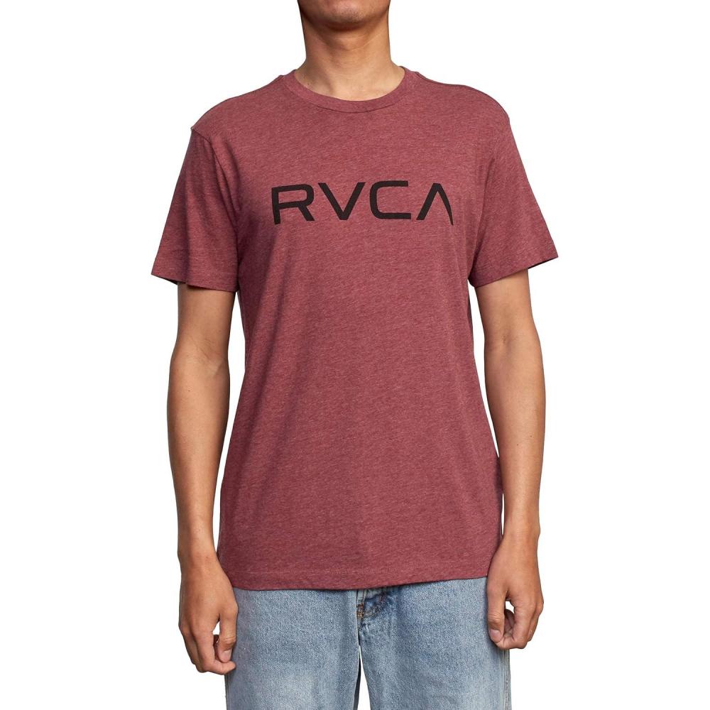 imageRVCA Mens Red Stitch Graphic Crew TShirtBig Oxblood Red