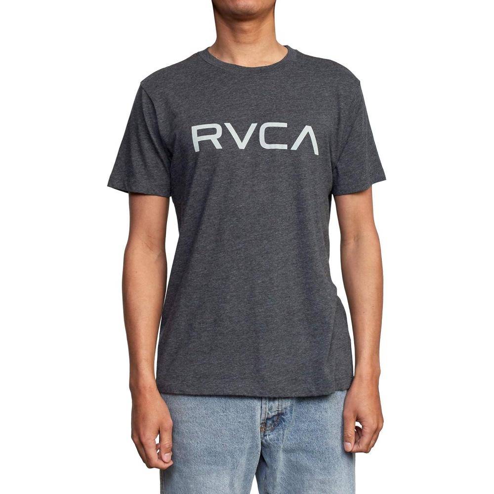 imageRVCA Mens Red Stitch Graphic Crew TShirtBig RvcaBlackGrey