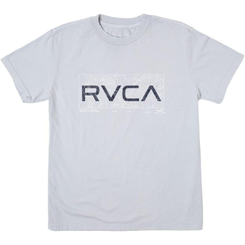 imageRVCA Mens Red Stitch Graphic Crew TShirtBig Topo  Gray Dawn