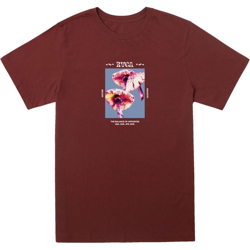 imageRVCA Mens Red Stitch Graphic Crew TShirtFalse Parisol Red Earth