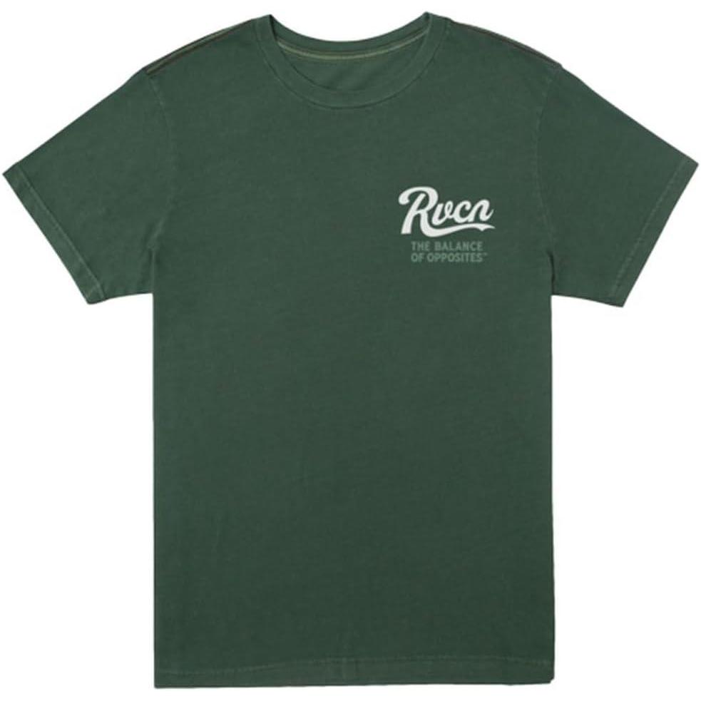 imageRVCA Mens Red Stitch Graphic Crew TShirtPennantan College Green