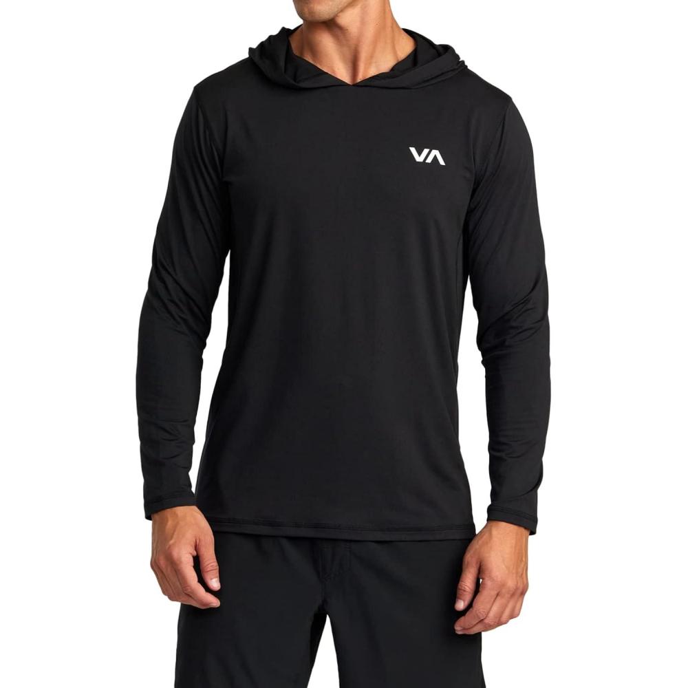 imageRVCA Mens Sport Vent Long Sleeve Crew Neck TShirtBlack Hooded
