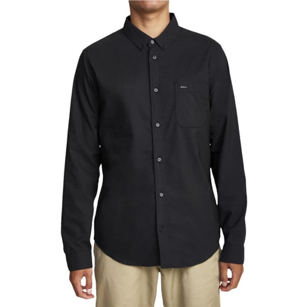 imageRVCA Mens Thatll Do Stretch Long Sleeve Woven Button Front ShirtThatll Do Black