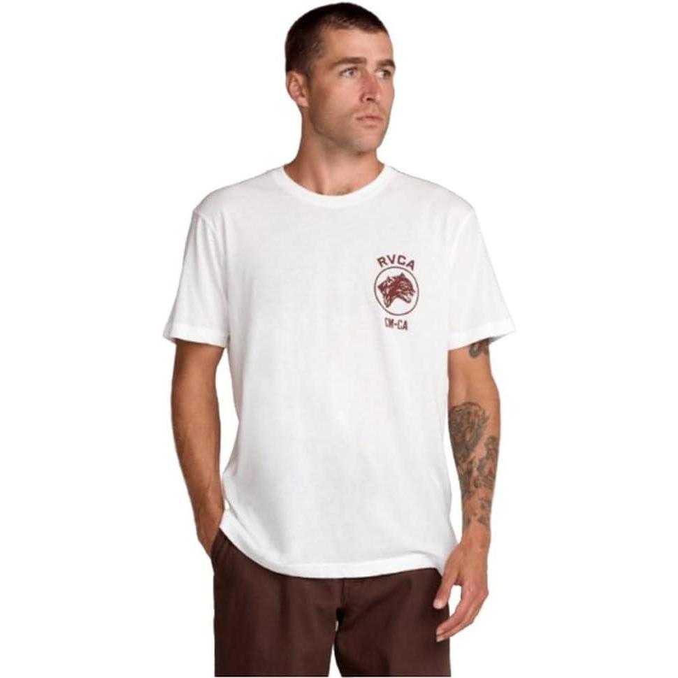 imageRVCA Mens Va All The Way Short SleeveSky Cat Antique White
