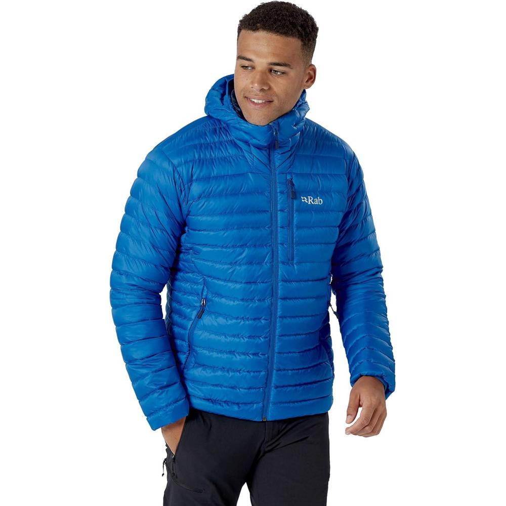 imageRab Mens Microlight Alpine 700Fill Down Hooded Puffer Jacket for Hiking ampamp SkiingPolar Blue