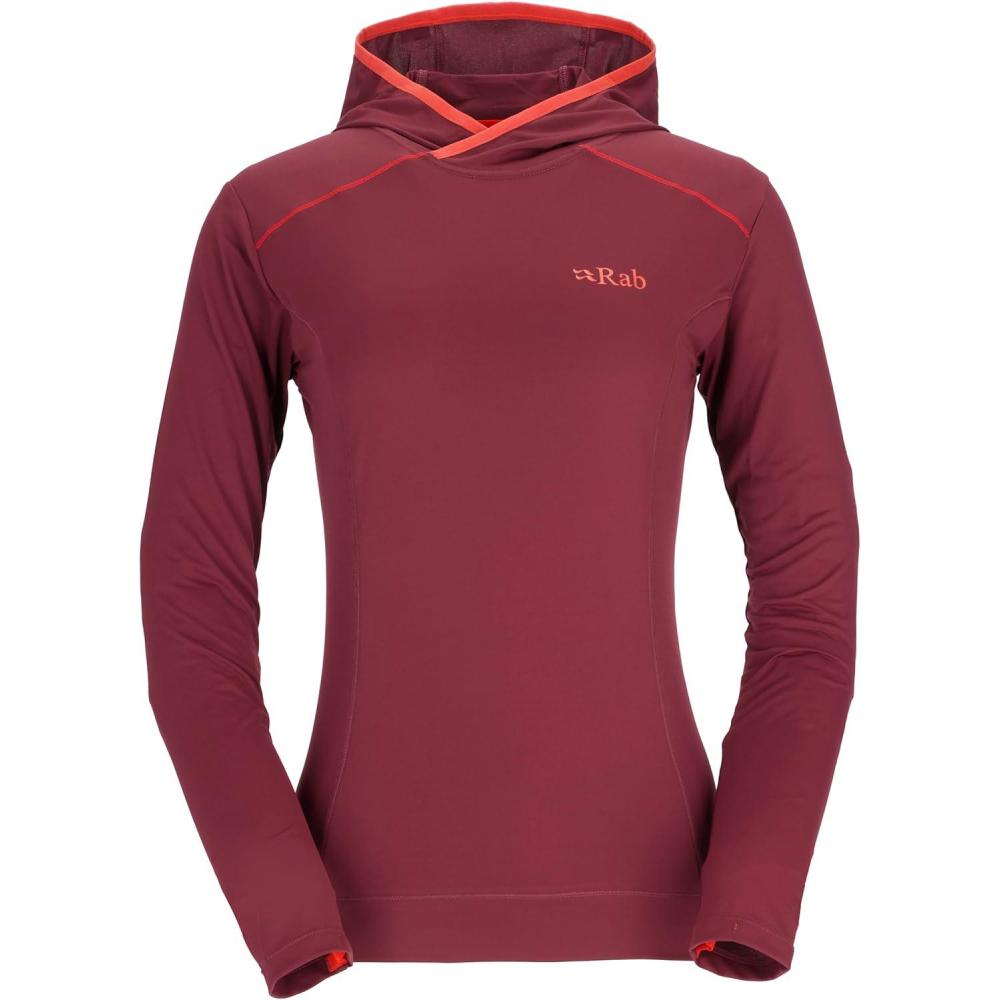 imageRab Womens Force Hoody  Lightweight LongSleeve Hooded Baselayer Shirt for Hiking Climbing ampamp Trail RunningDeep Heather