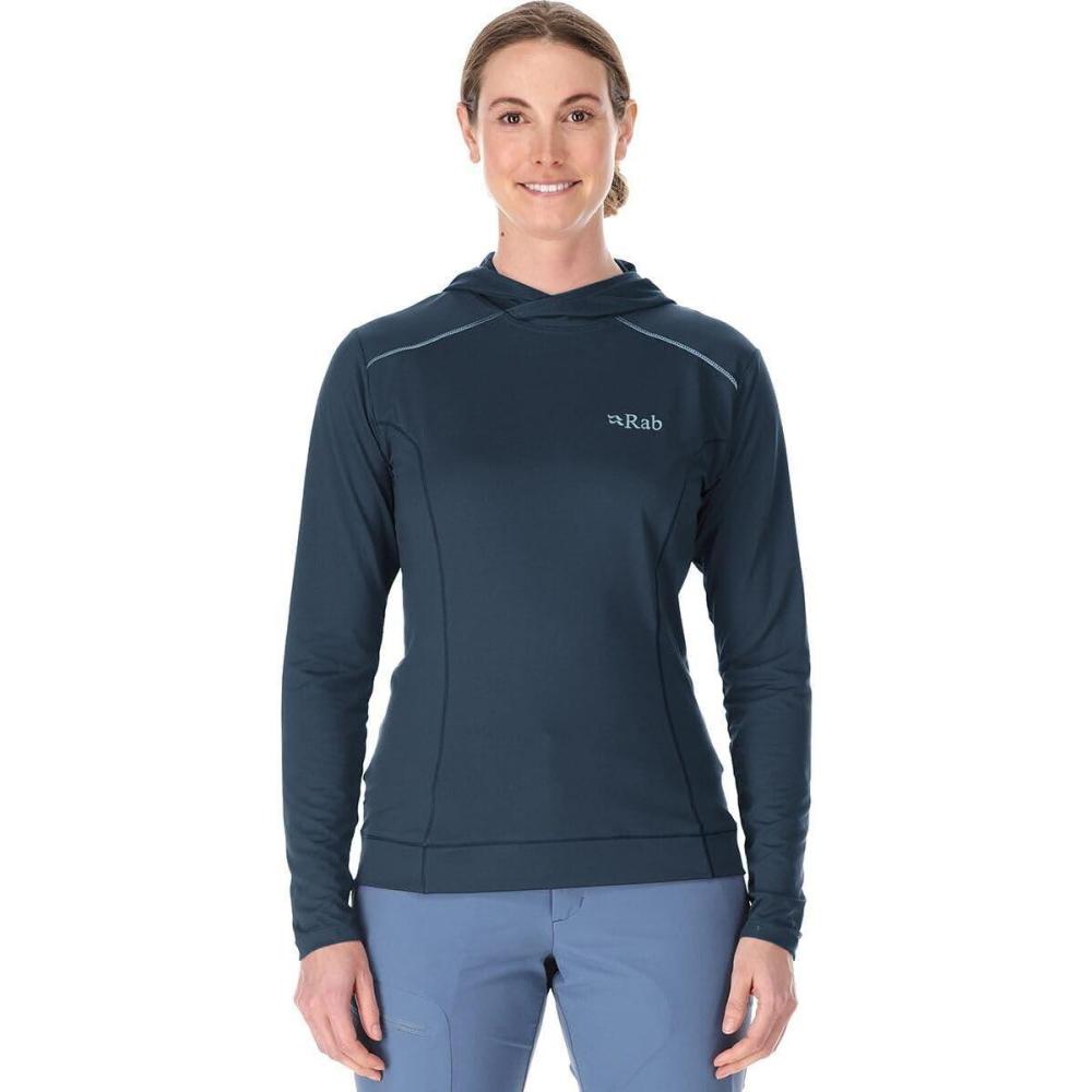 imageRab Womens Force Hoody  Lightweight LongSleeve Hooded Baselayer Shirt for Hiking Climbing ampamp Trail RunningTempest Blue