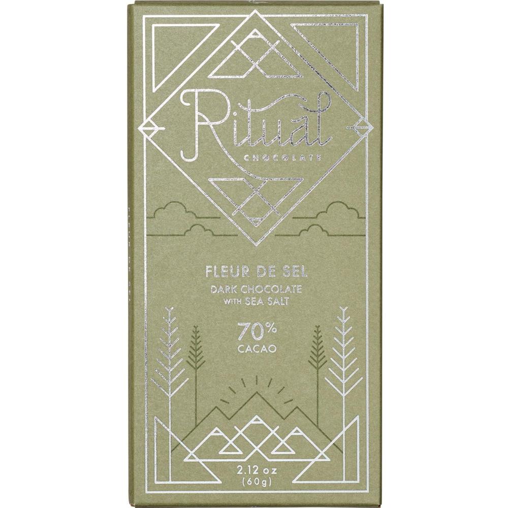 imageRitual Dark Chocolate Bar Fleur De Sel 70 Cacao Notes of Strawberries Fudge ampamp Sea Salt 212 ozFleur De Sel  70