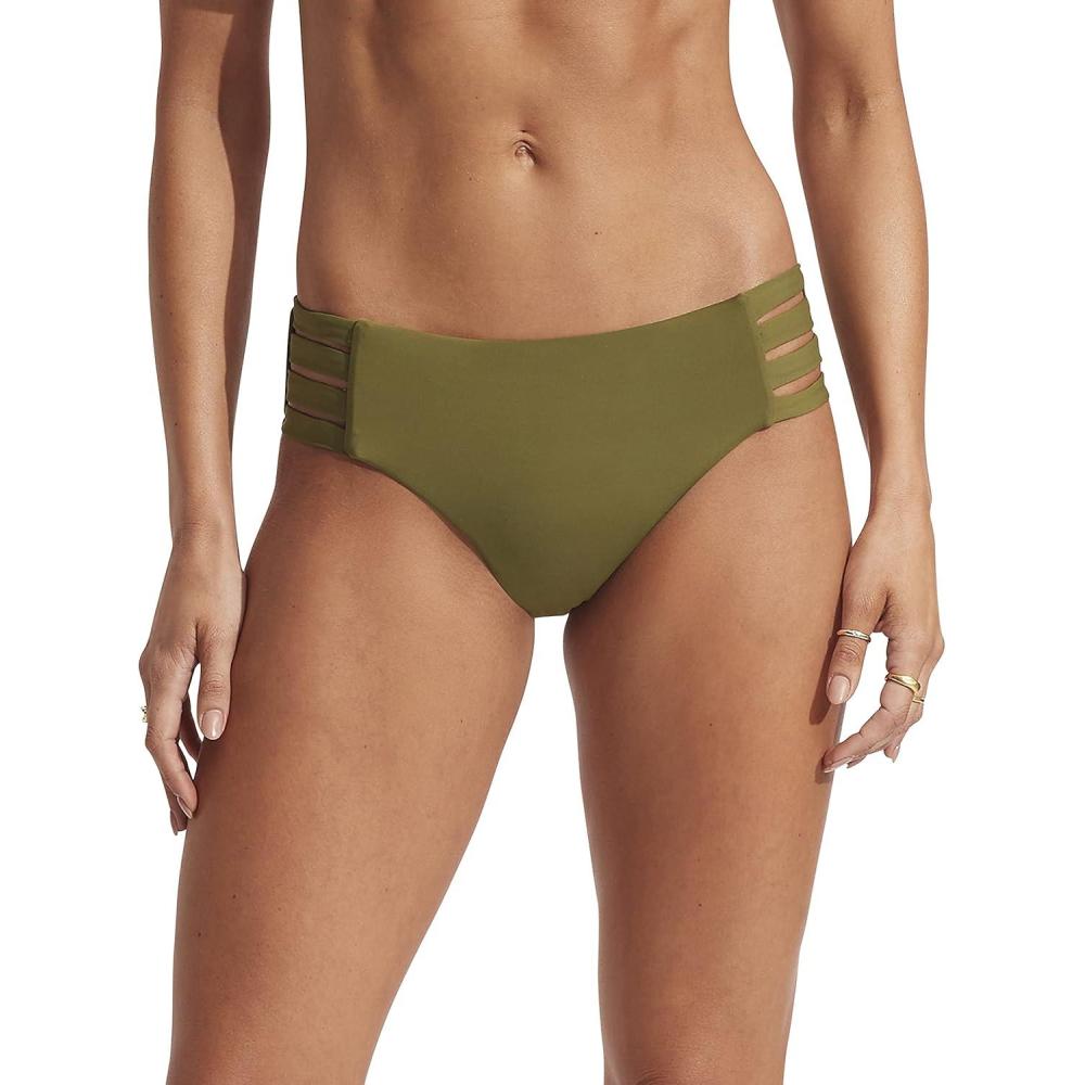 imageSeafolly Womens Multi Strap Hipster Full Coverage Bikini Bottom SwimsuitEco Collective Avocado