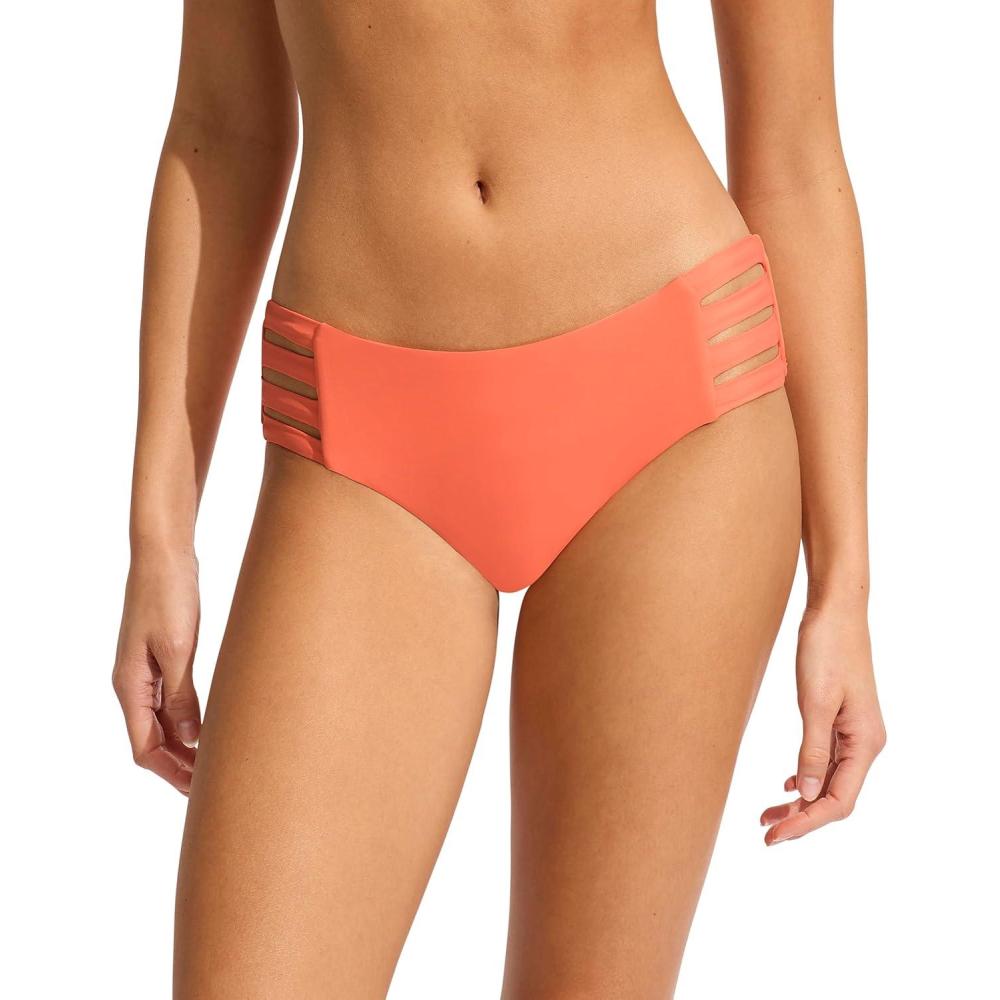 imageSeafolly Womens Multi Strap Hipster Full Coverage Bikini Bottom SwimsuitEco Collective Melon