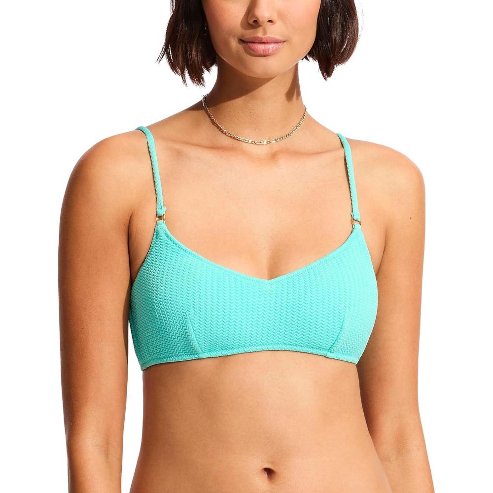 imageSeafolly Womens Standard Bralette Bikini Top Swimsuit with Clip BackSea Dive Aruba Blue