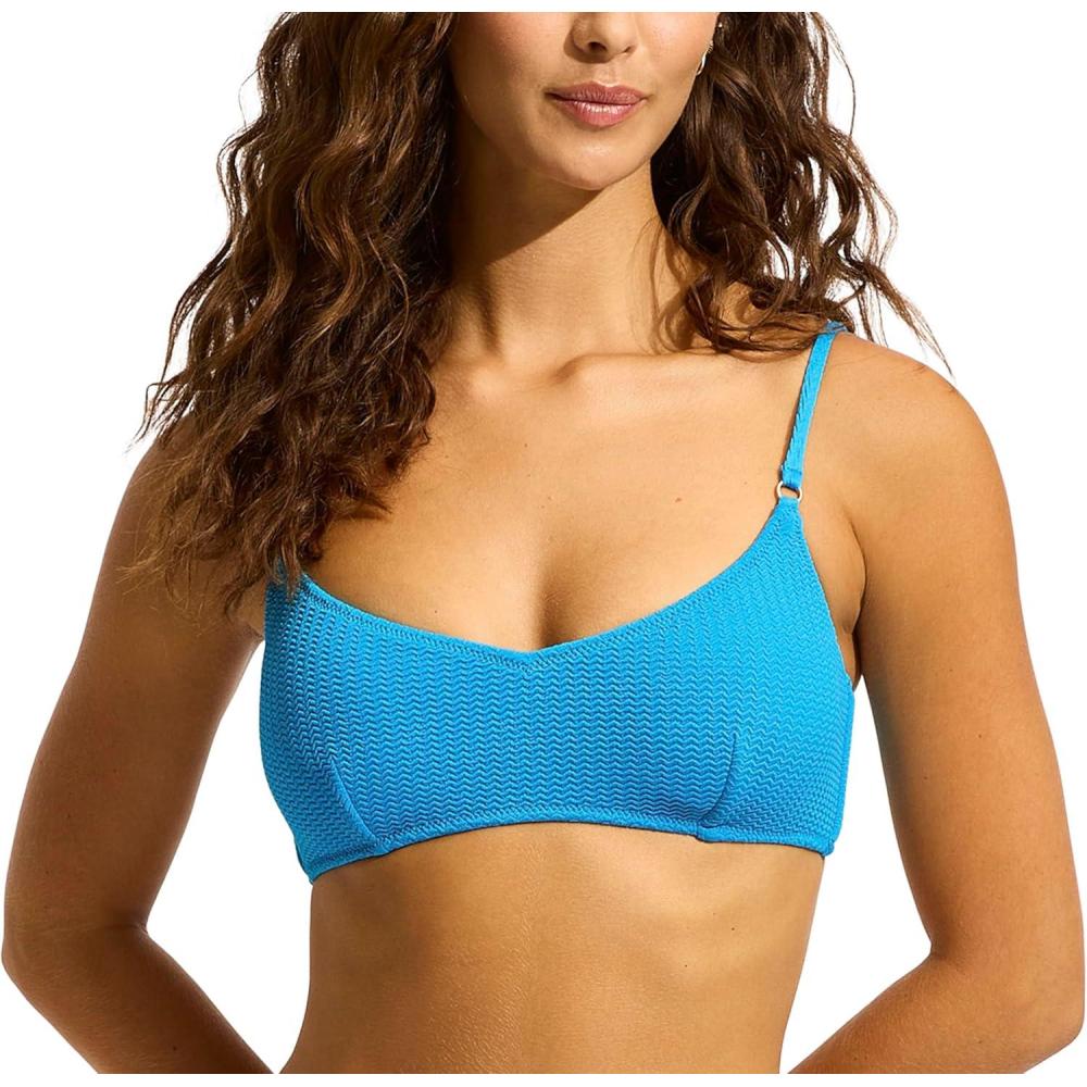 imageSeafolly Womens Standard Bralette Bikini Top Swimsuit with Clip BackSea Dive Turquoise