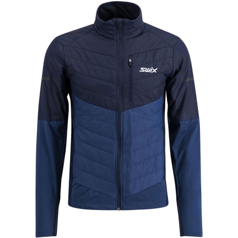 imageSwix Mens Dynamic Hybrid Breathable Windproof Active Outdoor Cross Country Skiing Winter Sports Insulated JacketLake BlueDark Navy