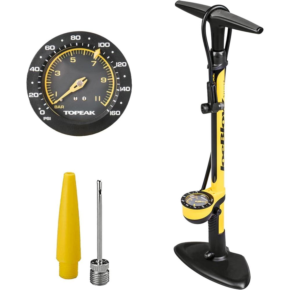 imageTopeak JoeBlow Sport III HighPressure Bike Floor Pump  160 PSI Durable Steel Barrel 3 Analog Gauge TwinHead DX5 Pump Head Long Hose Ergonomic Handle Fits Presta Schrader ampamp Dunlop Valves