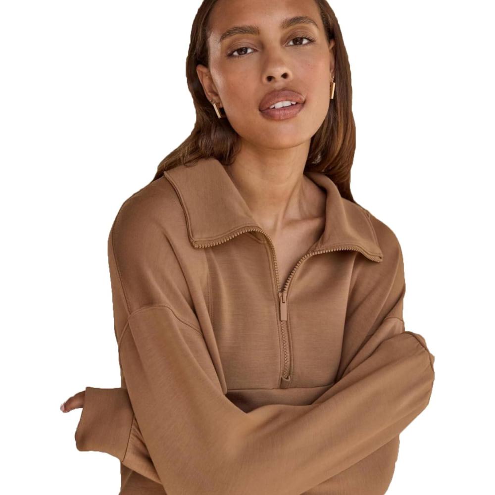 imageTravisMathew Womens Skyloft Soft 12 ZipChestnut