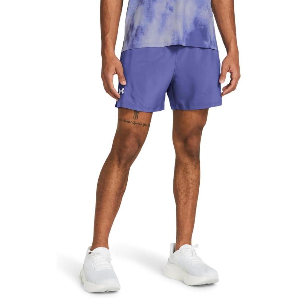 imageUnder Armour Mens Launch Run 5quot Shorts561 Starlight Starlight Reflective