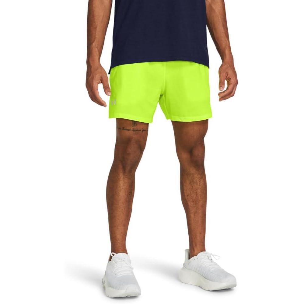 imageUnder Armour Mens Launch Run 5quot Shorts731 Highvis Yellow  Highvis Yellow  Reflective