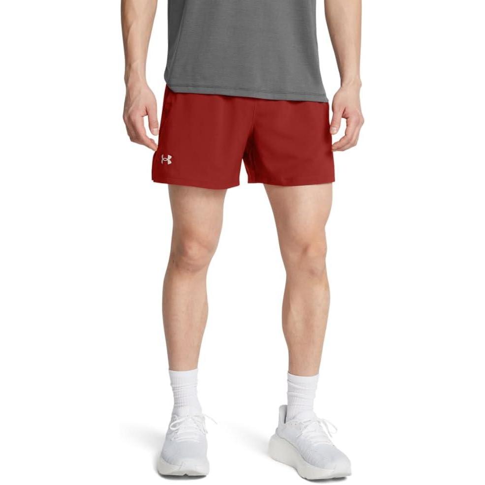 imageUnder Armour Mens Launch Run 5quot Shorts840 Earthen Orange Black Reflective
