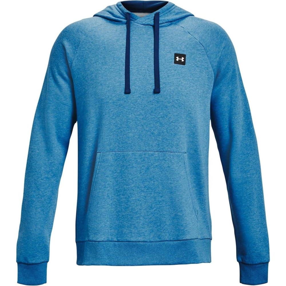 imageUnder Armour Mens Rival Fleece Sportstyle Logo Hoodie437 Petrol Blue Light Heather Onyx White
