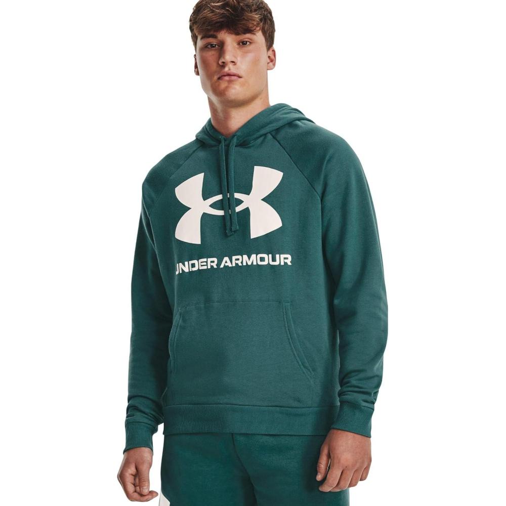 imageUnder Armour Mens Rival Fleece Sportstyle Logo Hoodie722 Coastal Teal Onyx White