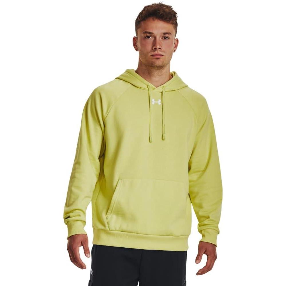 imageUnder Armour Mens Rival Fleece Sportstyle Logo Hoodie743 Lime Yellow White